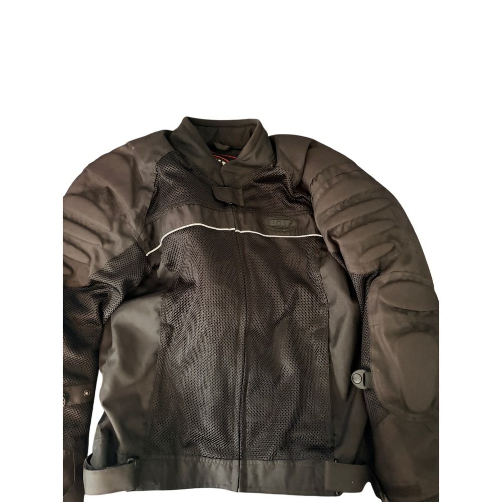 Bilt Motorcycle Riding Jacket Mens L Black Padded Mesh Breathable Armor Touring